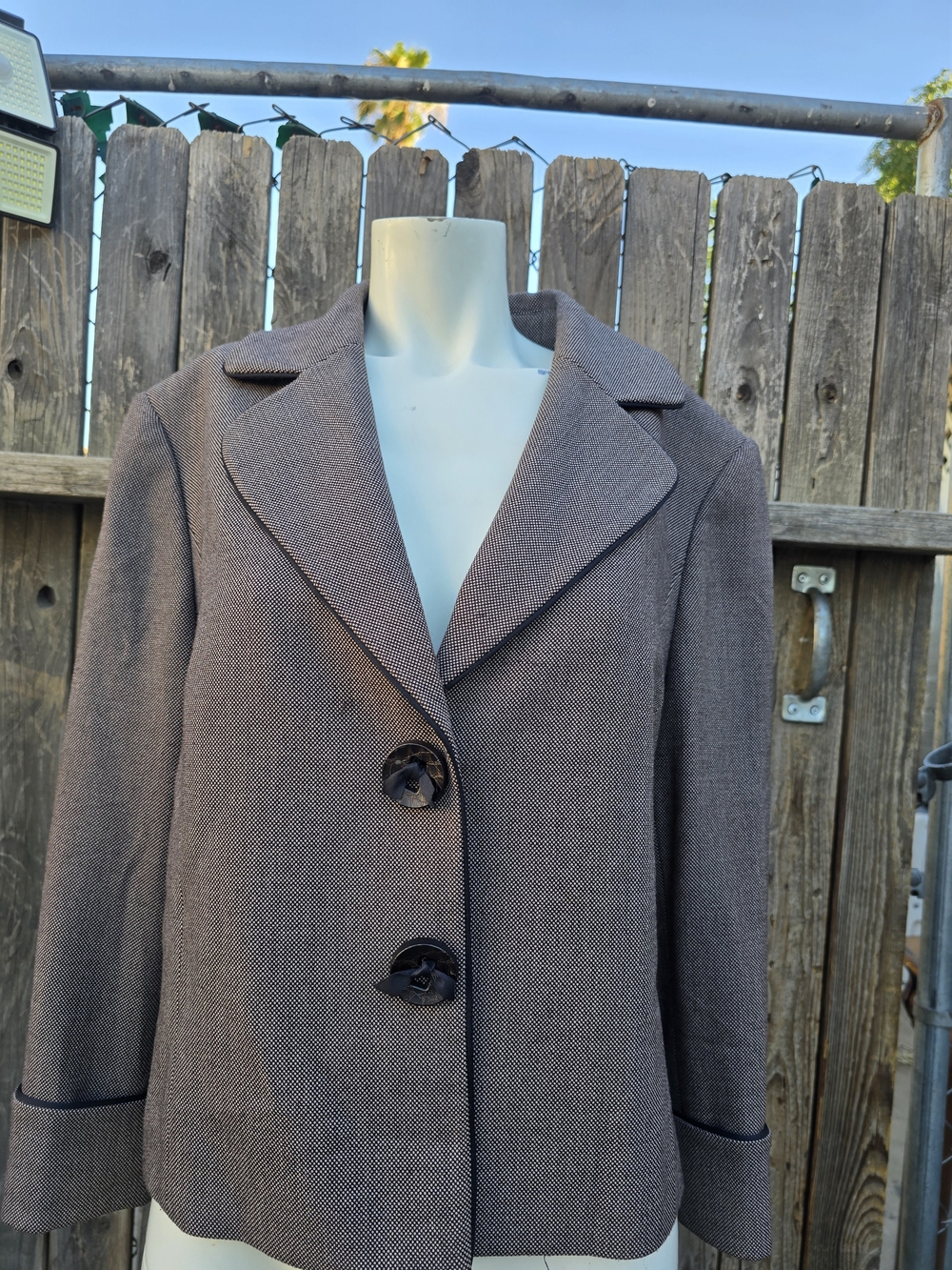 Tahari Classic Women's Gray Textured Blazer Jacket Size 14